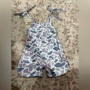 Chic Gray and White Camo Kids Romper